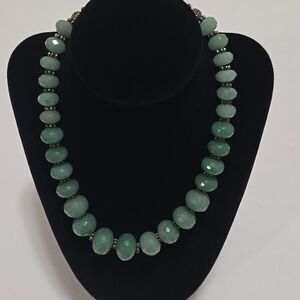 Heavy Natural Green Jade Necklace